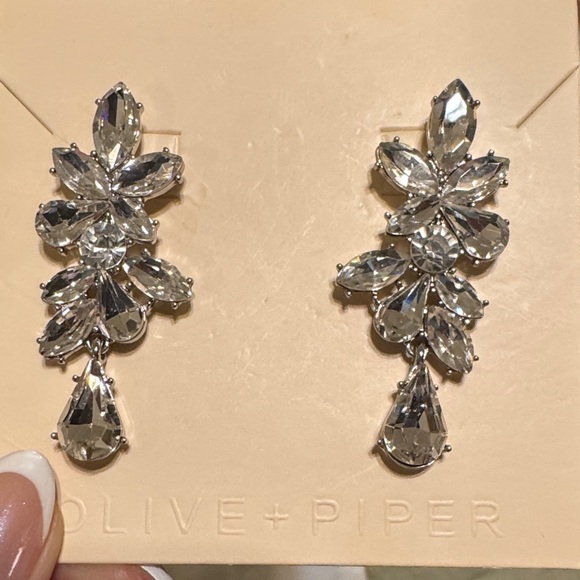 Olive + Piper elegant Silver Crystal Drop Earrings - Picture 5 of 7
